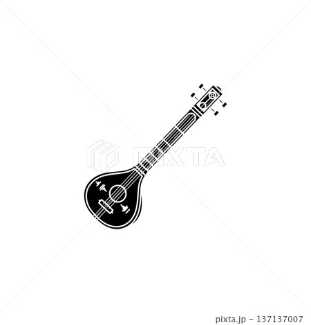 Mandolin Line Art Illustration Isolated on White Background Mandolin Line Art Illustration Isolated on White Background 137137007