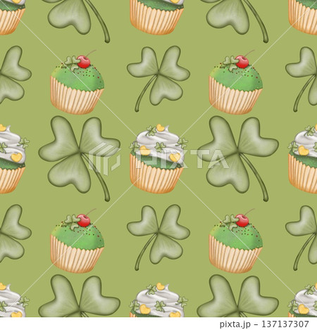 Seamless pattern Saint patrick's day elements cartoon. Hand drawn watercolor illustration. textiles and seasonal fabric. Seamless pattern Saint patrick's day elements cartoon. Hand drawn watercolor illustration. textiles and seasonal fabric. 137137307