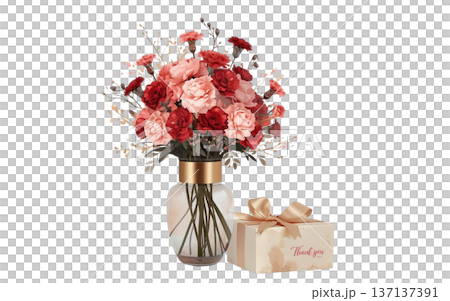 Carnation flower arrangement, gift and vase background material to express gratitude Carnation flower arrangement, gift and vase background material to express gratitude 137137391