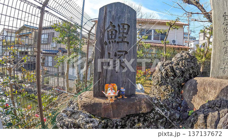 東京、日本の伝統文化。魚を供養する鯉塚の風景 東京、日本の伝統文化。魚を供養する鯉塚の風景 137137672