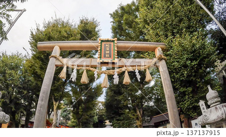 東京、金運のパワースポット 蛇窪神社の入り口 137137915
