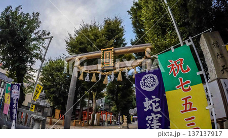 東京、金運のパワースポット 蛇窪神社の入り口 137137917