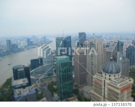 中国　上海　オリエンタルパールタワーからの眺め　ジオラマ風 137138370