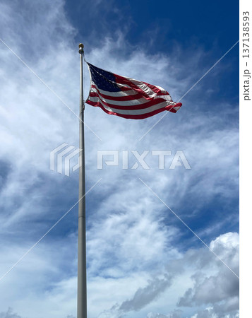 American flag with sky and clouds background American flag with sky and clouds background 137138593