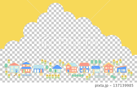 夏日藍天和盛開的向日葵小鎮風景邊框背景素材(有邊框) 夏日藍天和盛開的向日葵小鎮風景邊框背景素材(有邊框) 137139985