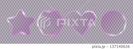 3D Glassmorphism Pink Gradient Shapes Set. 3D Glassmorphism Pink Gradient Shapes Set. 137140026
