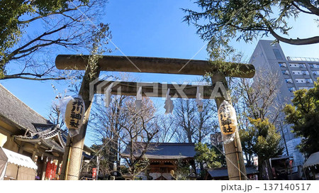 日本の伝統と現代が共存 仲町氷川神社鳥居 日本の伝統と現代が共存 仲町氷川神社鳥居 137140517