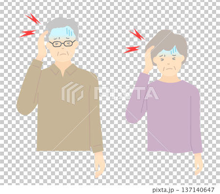 Vector illustration of an elderly person suffering from a headache 137140647
