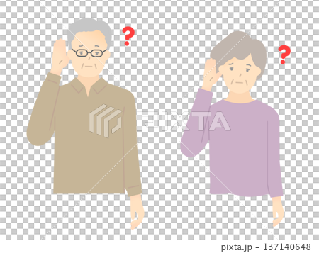難聴で耳が聞こえづらい高齢者のイラストベクター素材 137140648