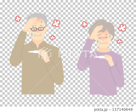 熱がある高齢者のイラストベクター素材 熱がある高齢者のイラストベクター素材 137140649