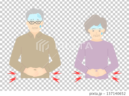 腹痛に苦しむ高齢者のイラストベクター素材 137140652