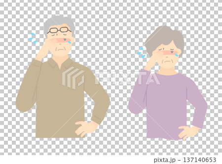 目がかゆい高齢者のイラストベクター素材 137140653