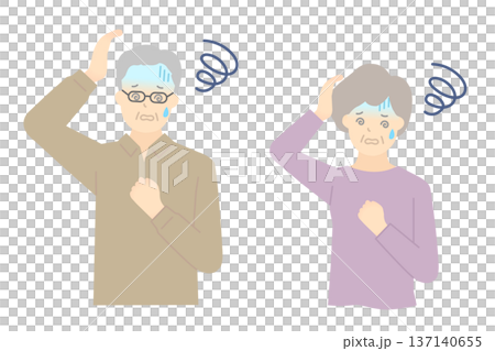 老年人眩暈的向量插圖 137140655