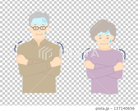 Vector illustration of an elderly person with chills 137140656