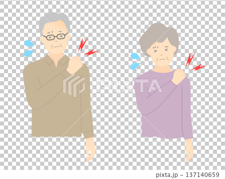 肩こりに悩む高齢者のイラストベクター素材 137140659