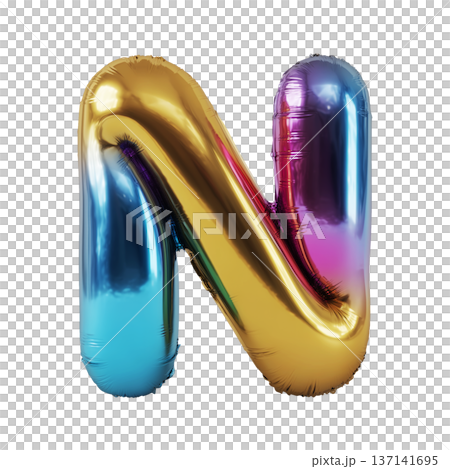Multicolor metallic inflated balloon letter N...のイラスト素材 [137141695] - PIXTA