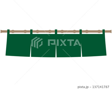深緑色の暖簾のイラスト 137141787