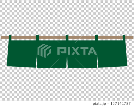 深緑色の暖簾のイラスト 137141787