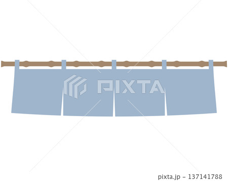 淡い紺色の暖簾のイラスト 137141788