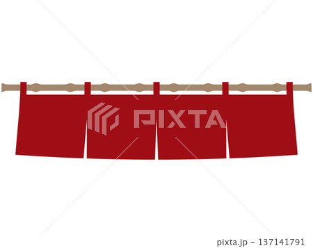 臙脂色の暖簾のイラスト 137141791