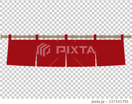 臙脂色の暖簾のイラスト 137141791
