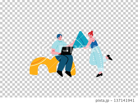 一幅描繪男女交流想法的插圖 一幅描繪男女交流想法的插圖 137141941