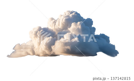 Majestic Cumulus Cloud Formation with Dramatic Light and Shadow Against White Background 137142815