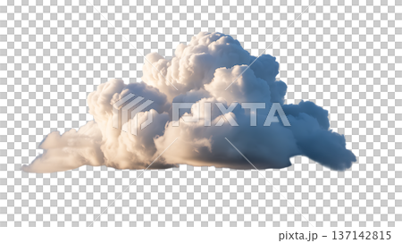 Majestic Cumulus Cloud Formation with Dramatic Light and Shadow Against White Background 137142815