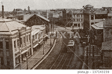 古写真　1926年　函館市末広町の十字街 137143159