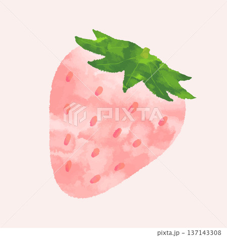 手描き水彩風　ピンクのいちご (ベクター版） 137143308