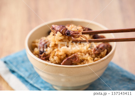 ホタルイカの炊き込みご飯 春の旬ごはん 137143411