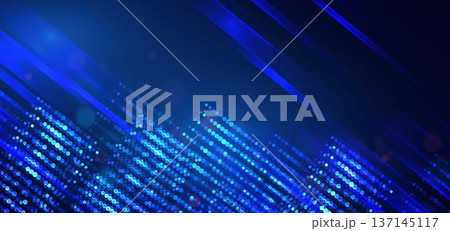 Technology futuristic digital dot glowing on dark blue background. 137145117