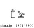 水分を吸い込んでいる除湿機と回転しているサーキュレーターのイラスト 137145300