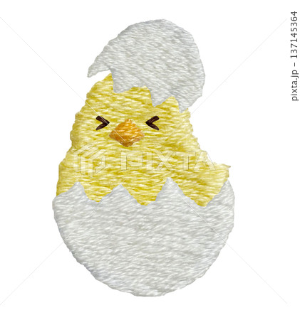 【たまごとひよこ】手刺繍イラスト素材 137145364