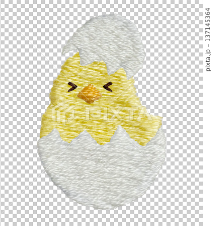 【たまごとひよこ】手刺繍イラスト素材 137145364
