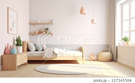 パステルカラーのミニマルな子供部屋 137145504