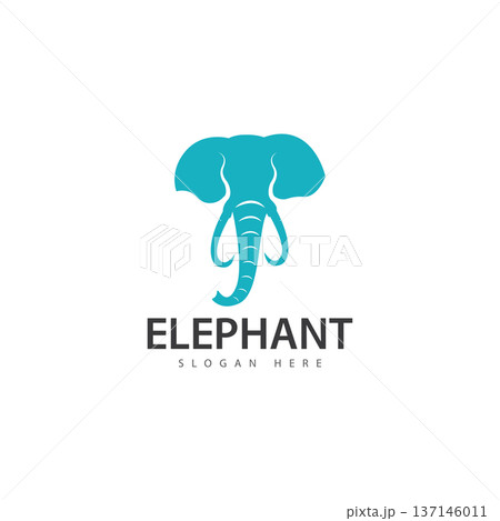 elephant logo vector icon. zoo elephant symbol simple head icon face african logo 137146011
