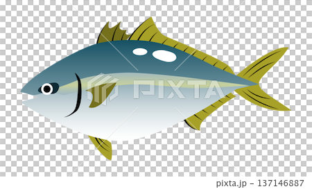 簡單可愛的黃尾魚插畫，食物和魚類向量素材 137146887