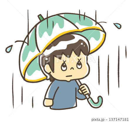雨が降っているので傘をさす人 137147181