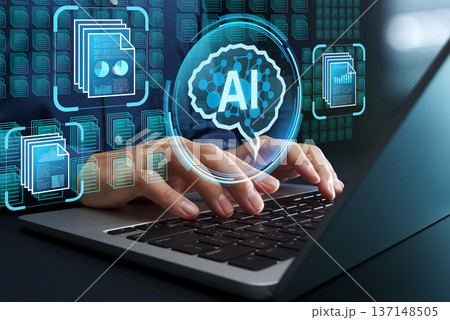 AIによるのドキュメント生成およびナレッジマネジメント。テキストデータの自動処理。ノートパソコン上で 137148505