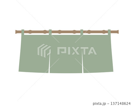 淡い緑色の暖簾のイラスト 137148624