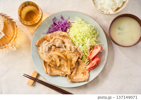 豚の生姜焼き ロース肉の家庭料理 137149071