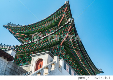 Seoul, South korea - Feb. 28, 2026 : Gwanghwamun is the main and south gate of the palace Gyeongbokgung, in Jongno District, Seoul, South Korea. Seoul, South korea - Feb. 28, 2026 : Gwanghwamun is the main and south gate of the palace Gyeongbokgung, in Jongno District, Seoul, South Korea. 137149101