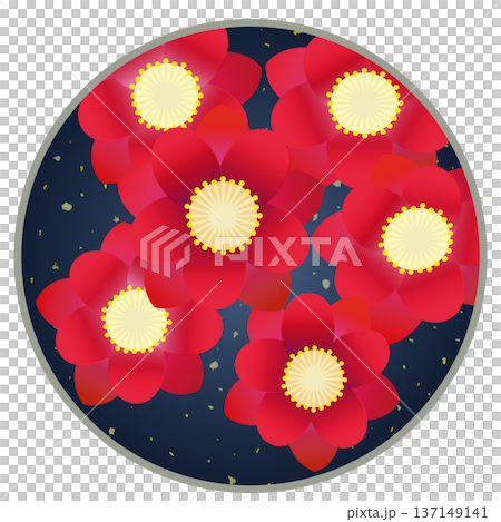 圓形背景下的紅色桃花插圖 圓形背景下的紅色桃花插圖 137149141