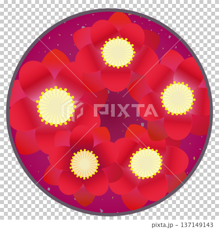 圓形背景下的紅色桃花插圖 圓形背景下的紅色桃花插圖 137149143