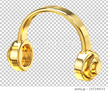 Luxury golden headphones with glossy metallic finish, representing premium audio and wealth Luxury golden headphones with glossy metallic finish, representing premium audio and wealth 137149151