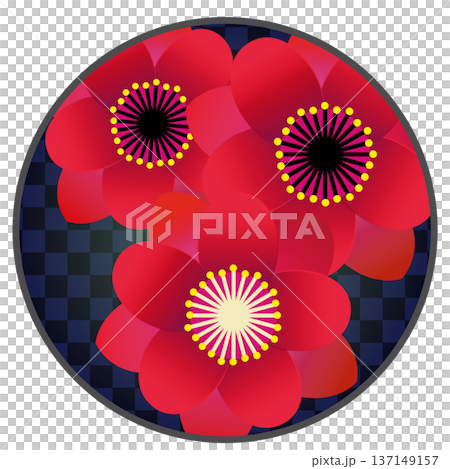 Illustration of a red blossom peach with a circular background Illustration of a red blossom peach with a circular background 137149157