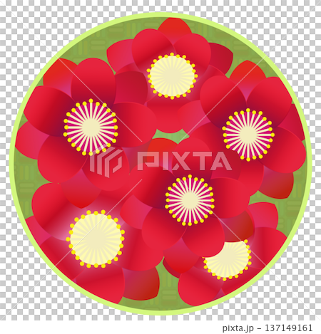 円形背景のついた赤い花桃のイラスト 円形背景のついた赤い花桃のイラスト 137149161