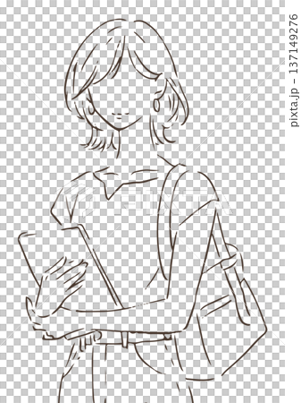 A woman with a tablet A woman with a tablet 137149276