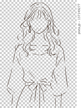 一個女人的線條畫插圖 137149277